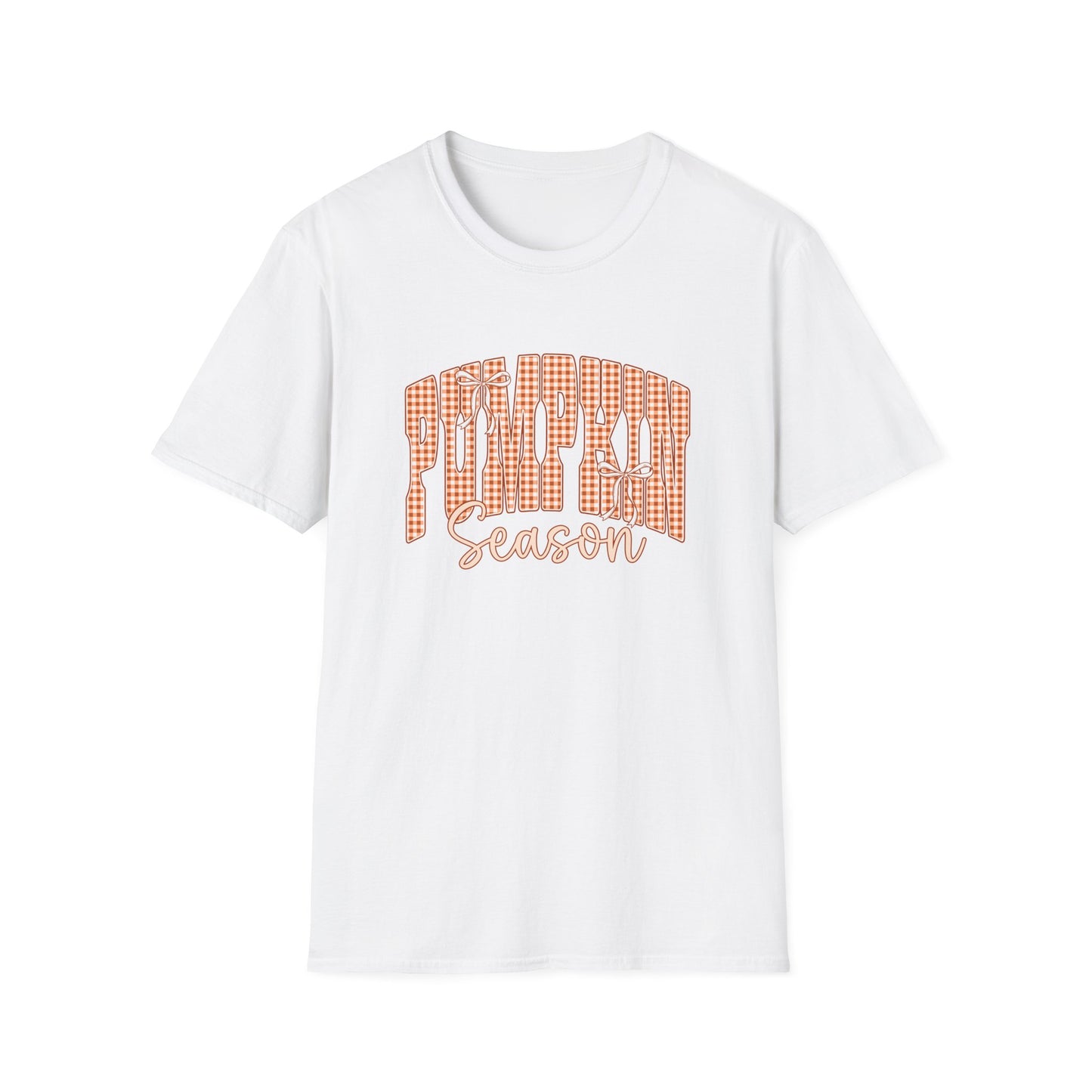 Pumpkin Season T-Shirt — Orange Gingham Fall Graphic Tee