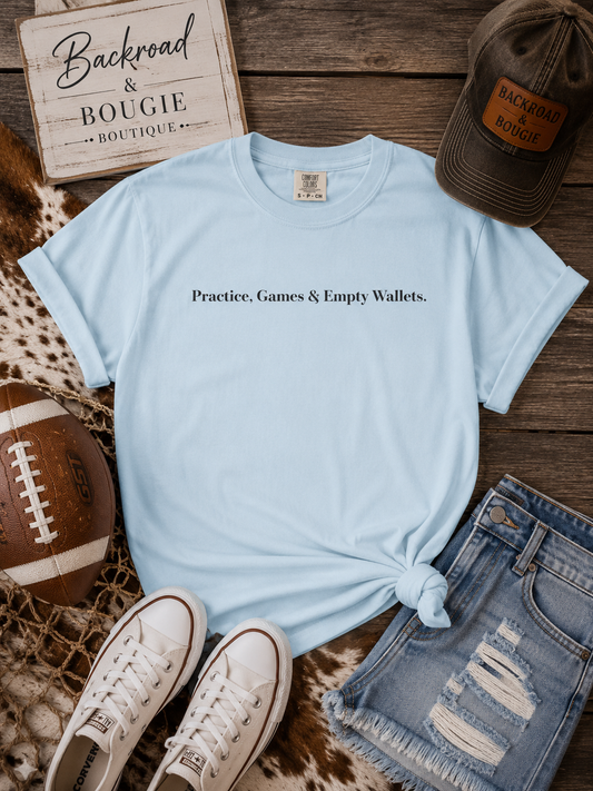 T-Shirt — “Practice. Learn. Repeat. Wallets.” Minimalist White Graphic Tee