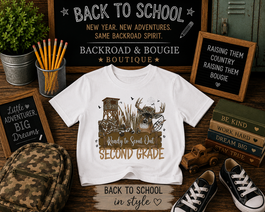 🌾🦆🎒 Ready to Scout Out Second Grade Tee