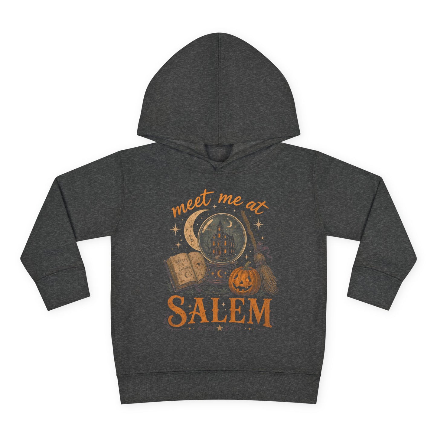 Meet Me at Salem Toddler Hoodie — Halloween Pumpkin & Haunted Castle Pullover
