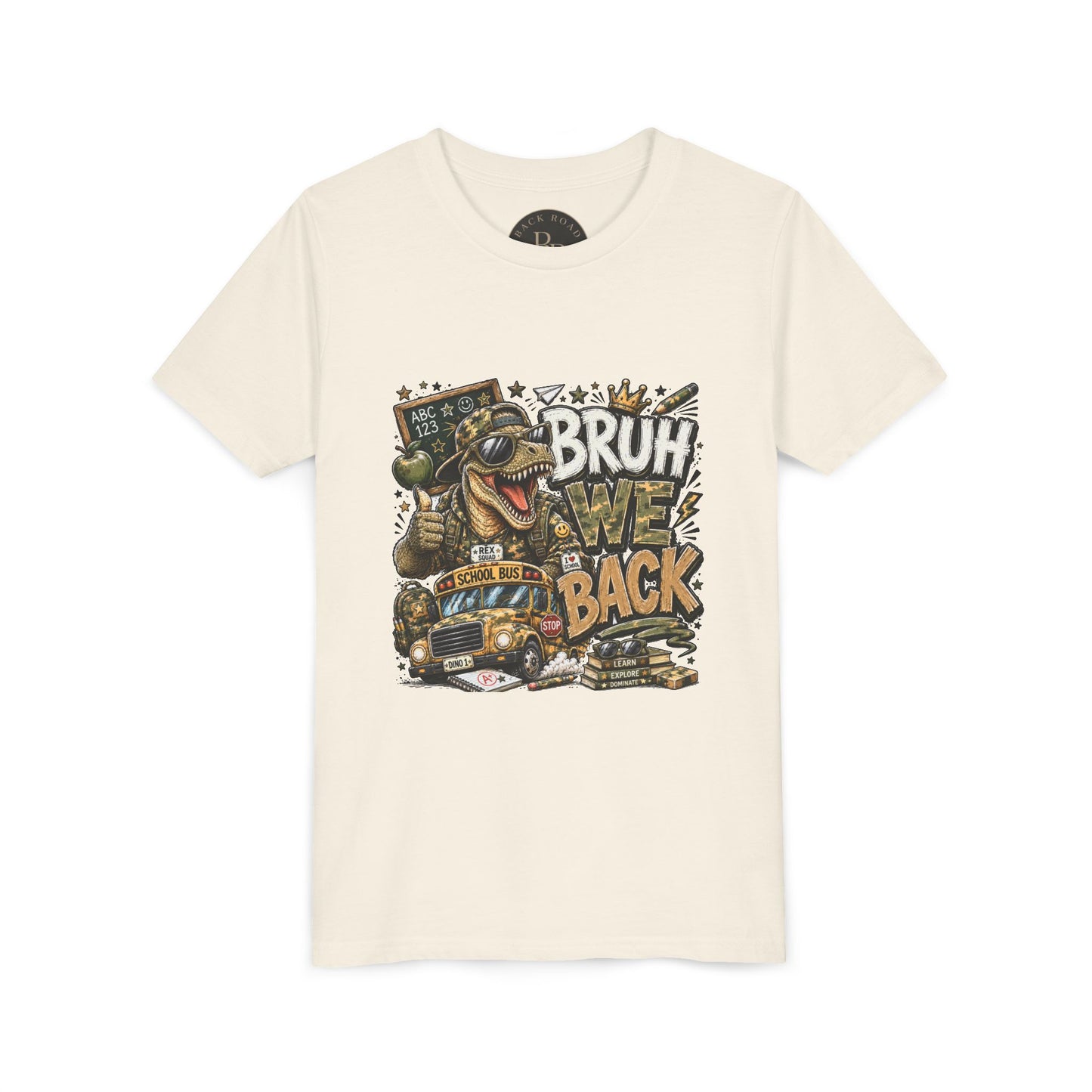 BRUH, WE BACK. 🦖🚌📚Dino Youth Tee