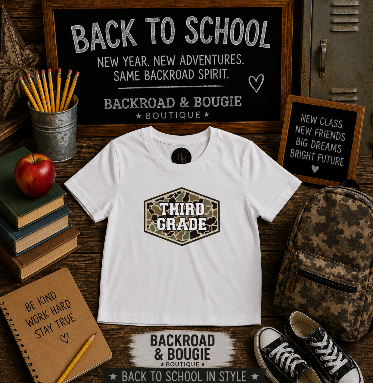 📚🌾 Third Grade -Camo Tee