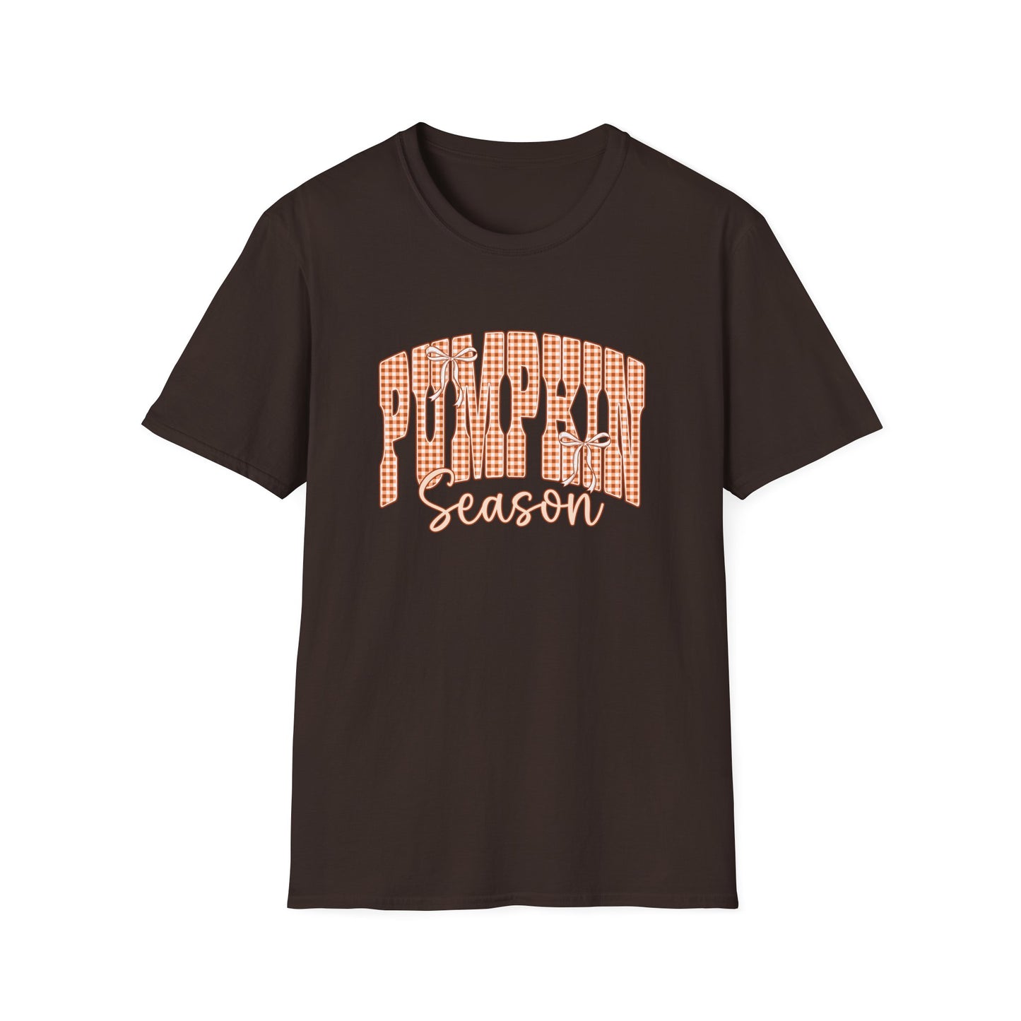 Pumpkin Season T-Shirt — Orange Gingham Fall Graphic Tee