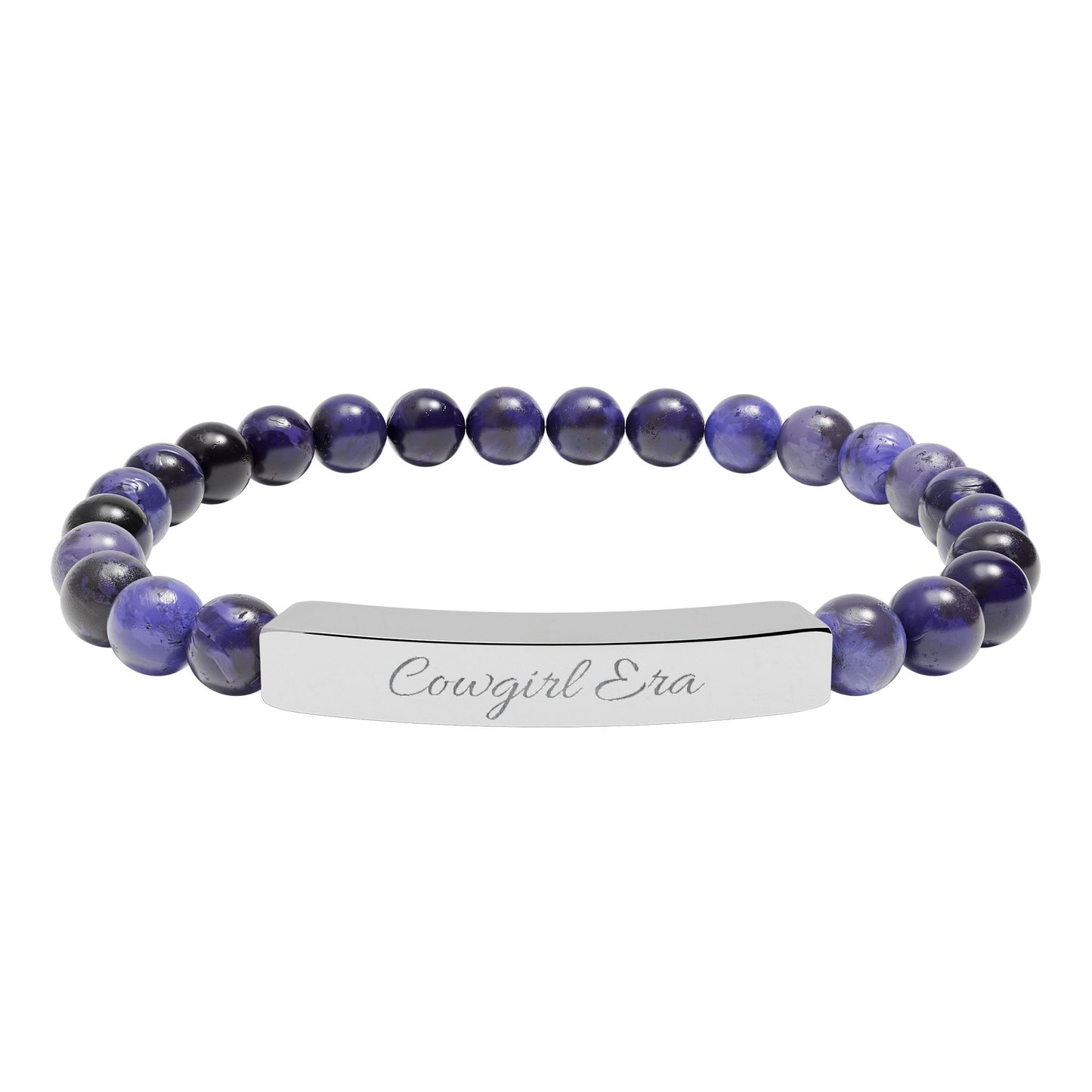 🤠✨ Cowgirl Era Bracelet , Natural Stone Stretch Bar Bracelet — Personalized Beaded Bracelet