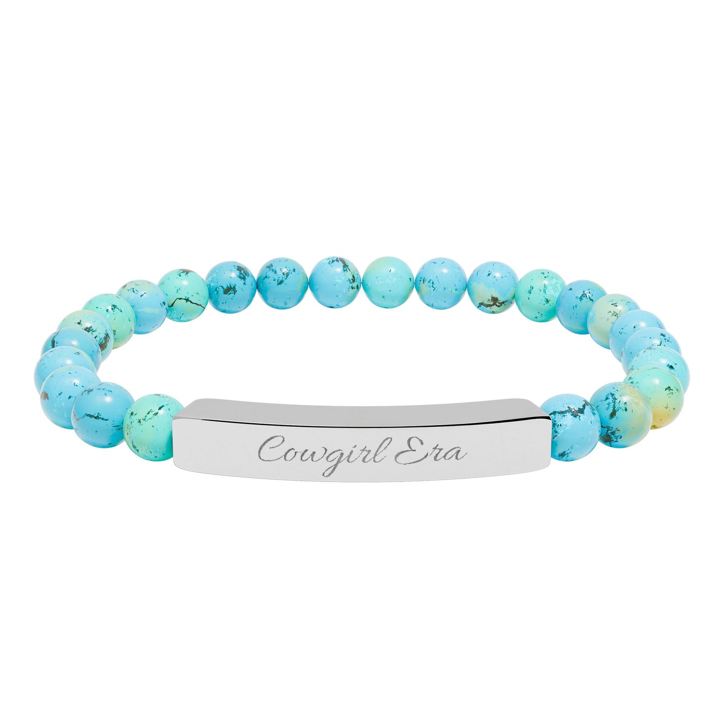 🤠✨ Cowgirl Era Bracelet , Natural Stone Stretch Bar Bracelet — Personalized Beaded Bracelet