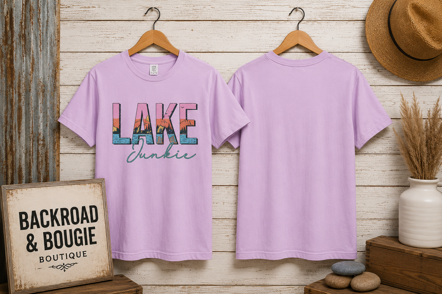 Lake Junkie T-Shirt — Vintage Lakeside Sunset Graphic Tee