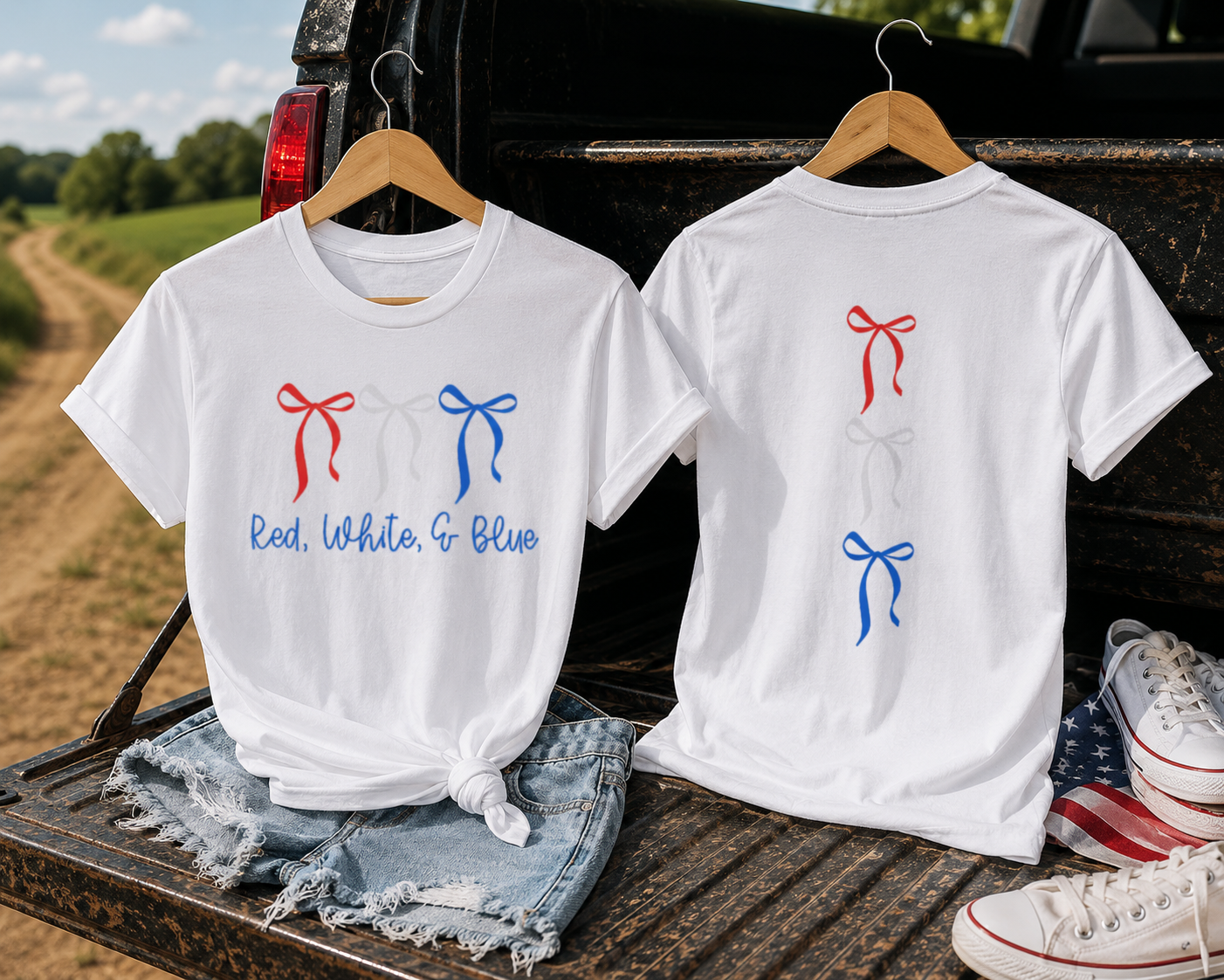 4th of July Red White & Blue Ribbon T-Shirt — Backroad & Bougie Boutique
