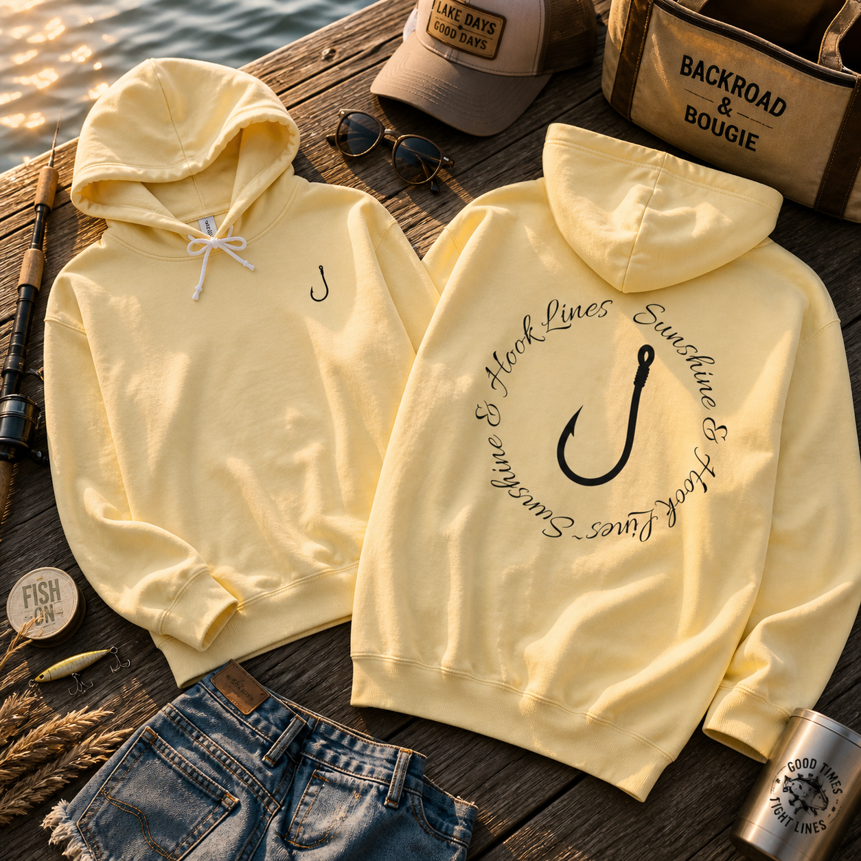 Sunshine & Hook Lines Ladies Hoodie