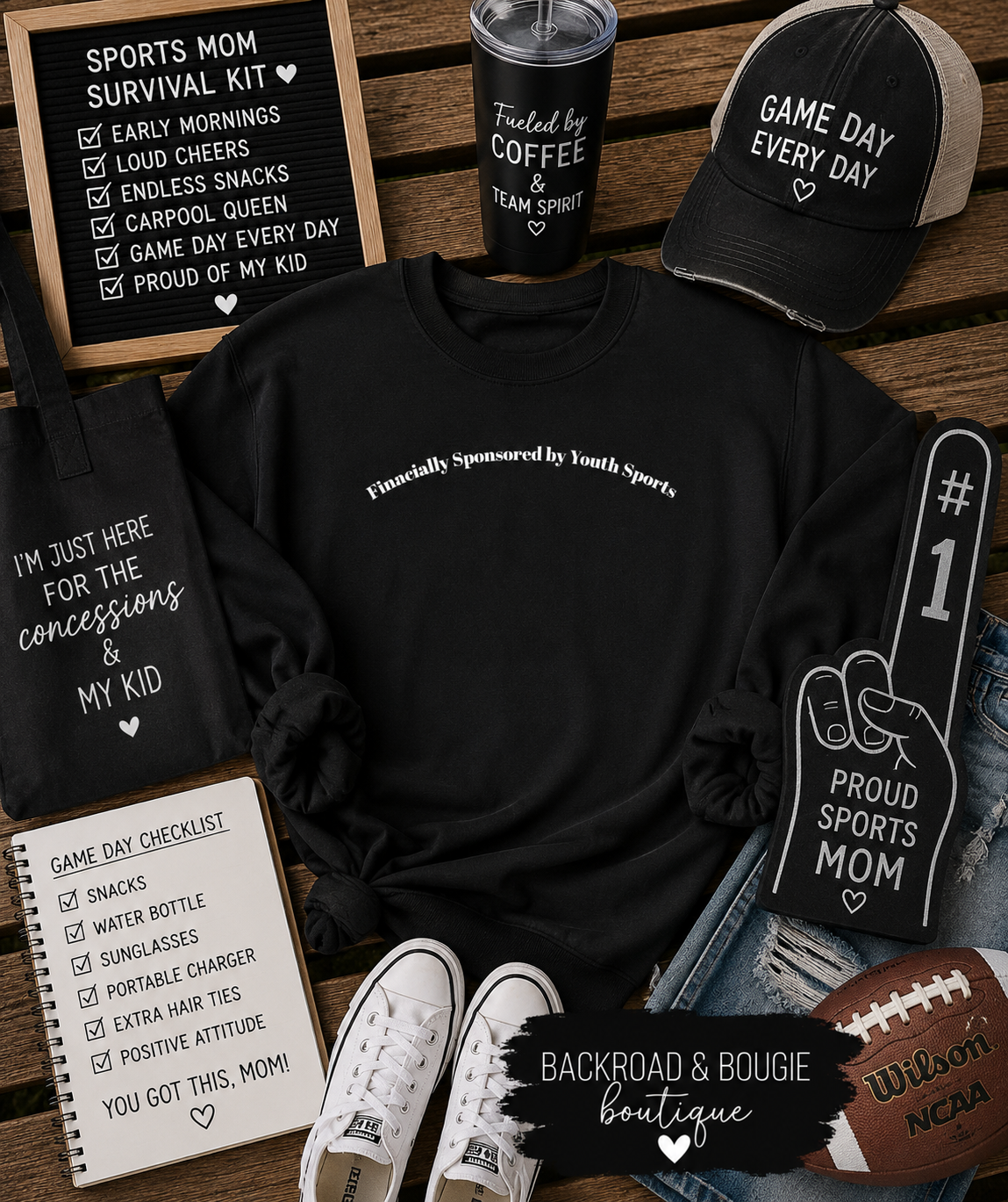 🏈💸 Financially Supported by Youth Sports -Crewneck Sweatshirt