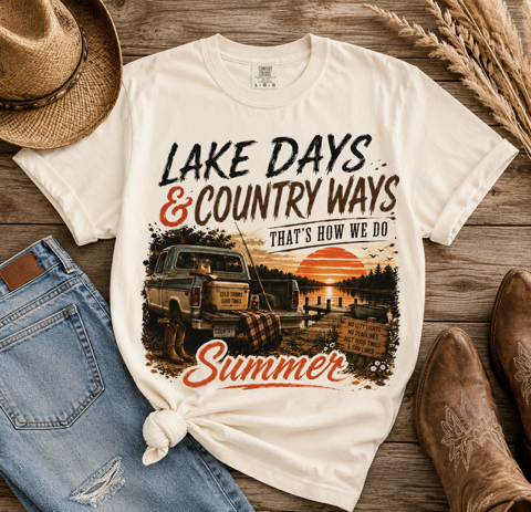 Lake Days & Country Ways T-Shirt — Vintage Summer Truck Graphic