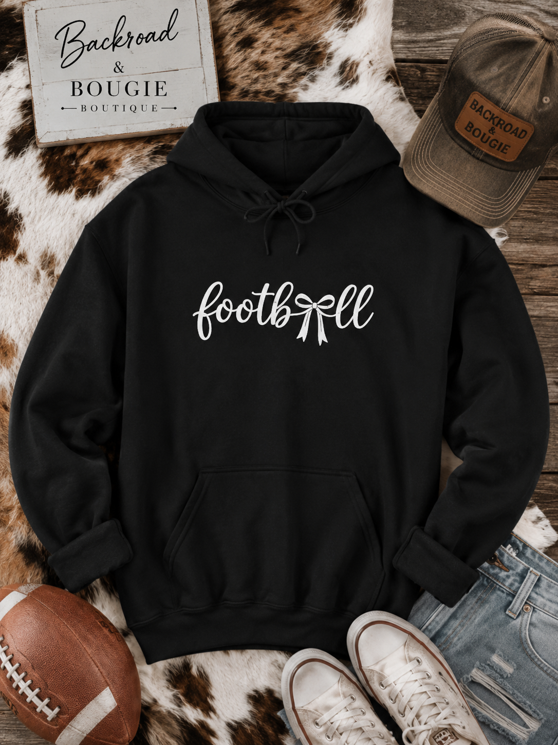 🏈🤍 🎀Football Hooded Sweatshirt
