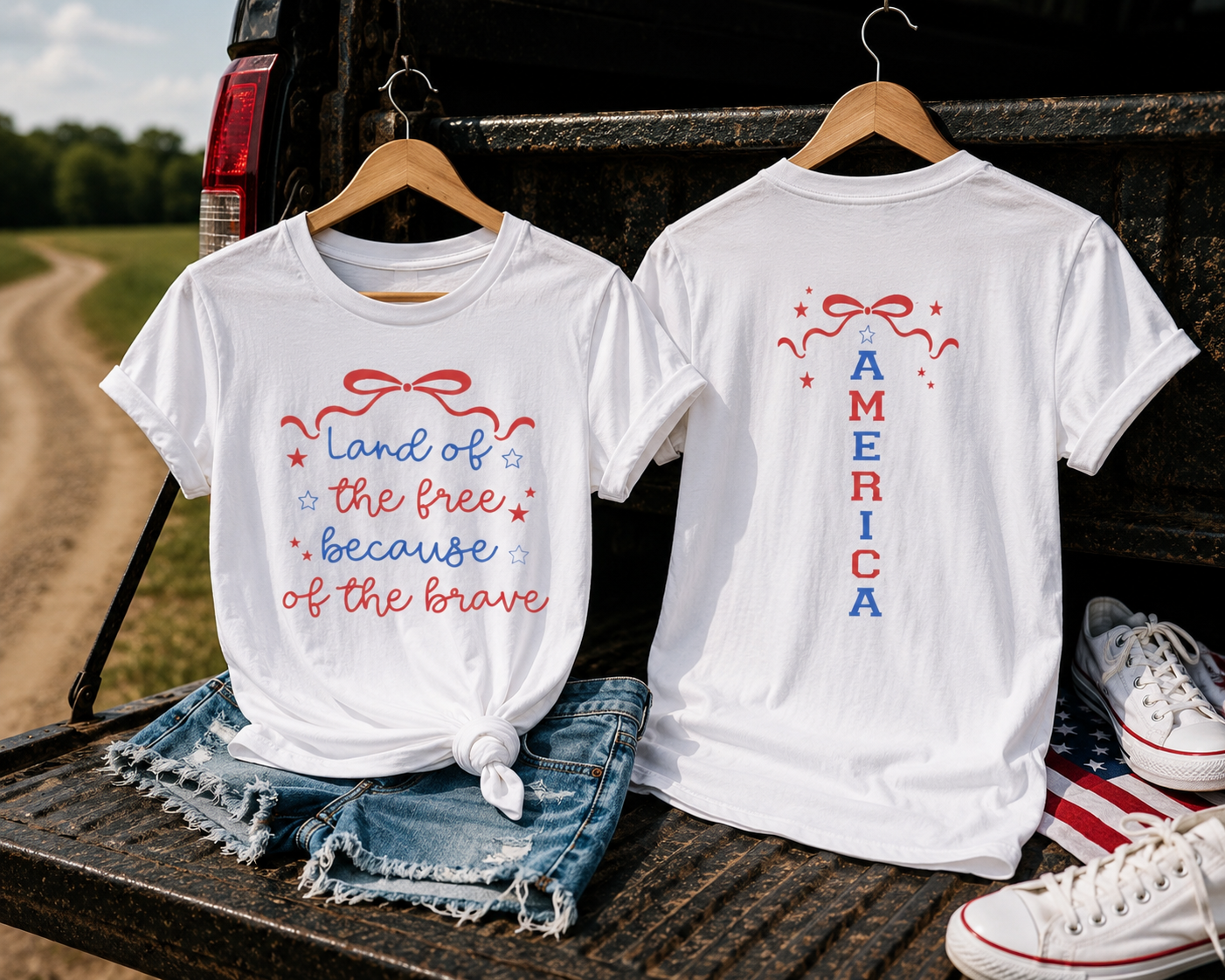 Ladies "Land of the Free Because of the Brave" 4th of July T-Shirt
