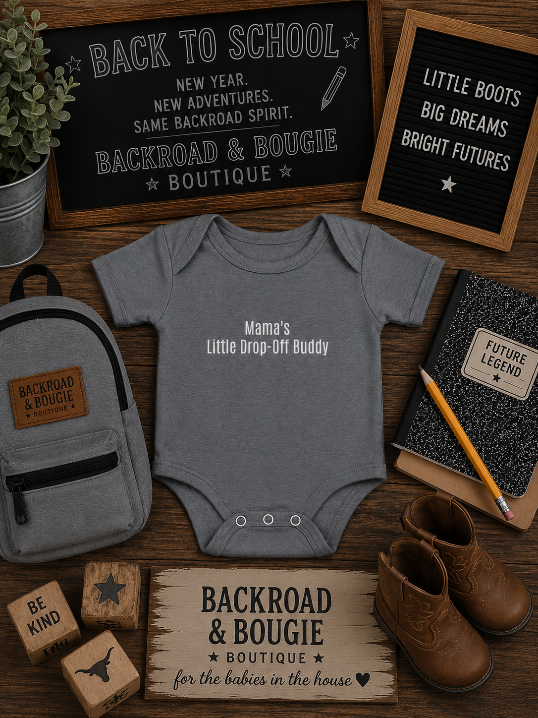 🚌🤎 Mama's Little Drop-Off Buddy Onesie